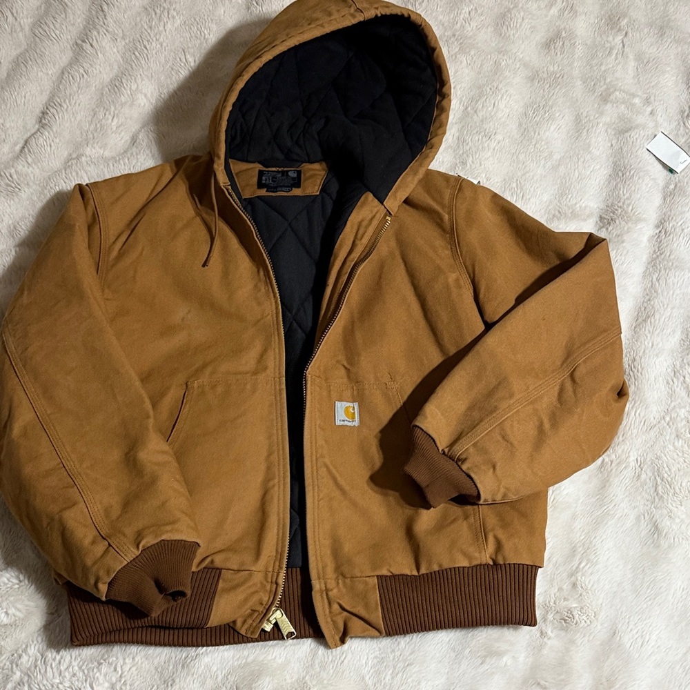 Carhartt Loose-Fit Duck Insulated Tan Hooded Jacket